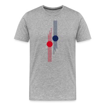 Impulsion géométrique rouge-bleu - T-shirt bio Premium Homme - gris chiné - Devant - Damien (186cm)