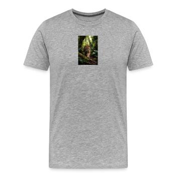 Wild cat in a mysterious jungle - Men's Premium Organic T-Shirt - heather grey - Front - Damien (186cm)
