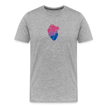 Coeur bisexuel - T-shirt bio Premium Homme - gris chiné - Devant - Damien (186cm)