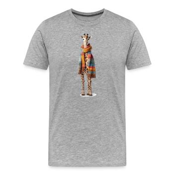 Girafe avec foulard - T-shirt bio Premium Homme - gris chiné - Devant - Damien (186cm)