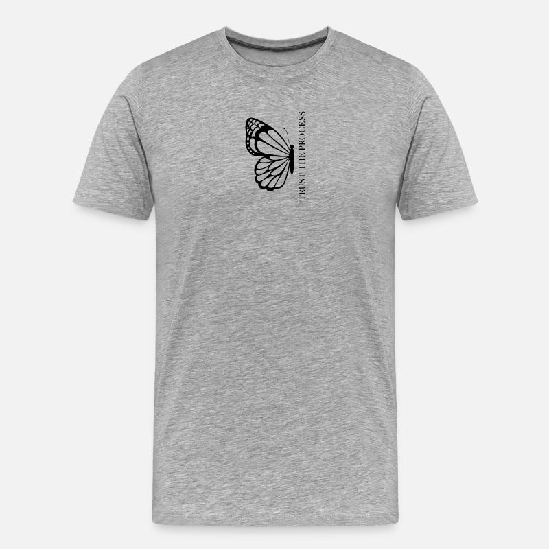 Trust the Process Butterfly Minimal Tee - Männer Premium Bio T-Shirt - Grau meliert