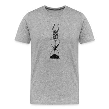 Sanduhr Totenkopf Rock Metal - Männer Premium Bio T-Shirt - Grau meliert - Vorne - Damien (186cm)