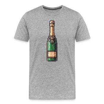 PixelChampagne Flasche Retro - Männer Premium Bio T-Shirt - Grau meliert - Vorne - Damien (186cm)