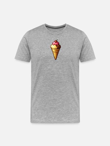 Retro Pixel Eiscreme Cone - Men's Premium Organic T-Shirt - heather grey