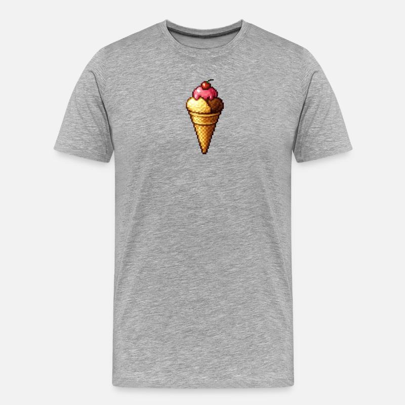 Cornet de glace Retro Pixel - T-shirt bio Premium Homme - gris chiné