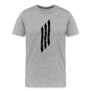 3 dashes strip lines - Men's Premium Organic T-Shirt - heather grey - Front - Damien (186cm)