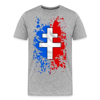 Croix de Lorraine - T-shirt bio Premium Homme - gris chiné - Devant - Damien (186cm)