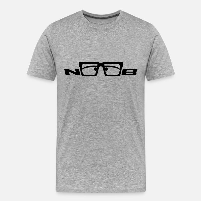 Noob Glasses Face Comic Nerd - Männer Premium Bio T-Shirt - Grau meliert