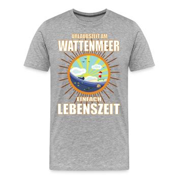 Urlaubszeit am Wattenmeer - einfach Lebenszeit - Männer Premium Bio T-Shirt - Grau meliert - Vorne - Damien (186cm)