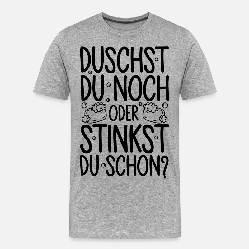 Duschst du noch oder stinkst Du schon? Winter - Männer Premium Bio T-Shirt - Grau meliert