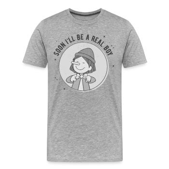 Pinocchio Real Boy Schwarz-Weiß - Männer Premium Bio T-Shirt - Grau meliert - Vorne - Damien (186cm)