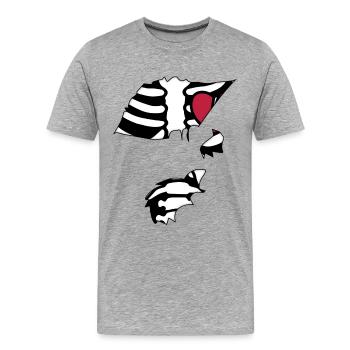 côtes de poitrine squelette squelette Costume Horreur - T-shirt bio Premium Homme - gris chiné - Devant - Damien (186cm)