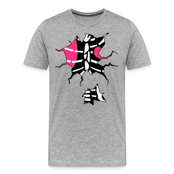 côtes de poitrine squelette squelette Costume Horreur - T-shirt bio Premium Homme - gris chiné - Devant - Damien (186cm)