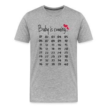Lustiges Schwangerschaft Schwanger Geschenk Eltern - Männer Premium Bio T-Shirt - Grau meliert - Vorne - Damien (186cm)
