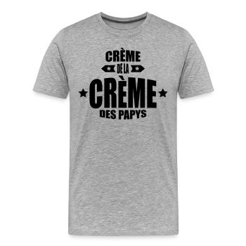 crème de la crème des papys - T-shirt bio Premium Homme - gris chiné - Devant - Damien (186cm)