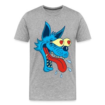 Loup bleu amoureux - T-shirt bio Premium Homme - gris chiné - Devant - Damien (186cm)