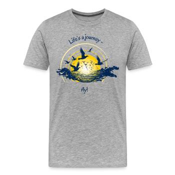 La vie est un voyage - Volez! - T-shirt bio Premium Homme - gris chiné - Devant - Damien (186cm)