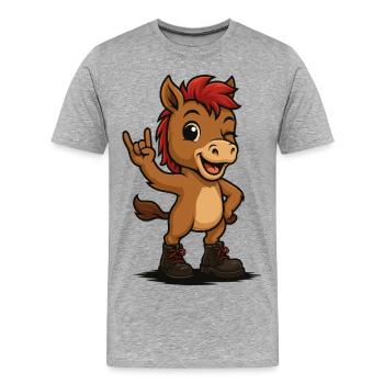 Poulain Punk Rock - T-shirt bio Premium Homme - gris chiné - Devant - Damien (186cm)