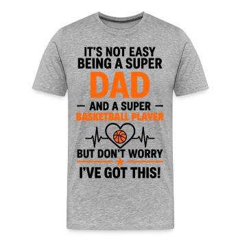 Herz + Basketball – Super Papa Basketballspieler - Männer Premium Bio T-Shirt - Grau meliert - Vorne - Damien (186cm)