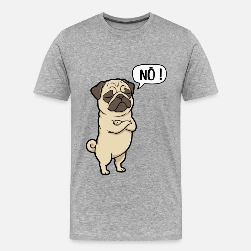 NÖ Pug Eigensinniger Mops-Charme - Männer Premium Bio T-Shirt - Grau meliert