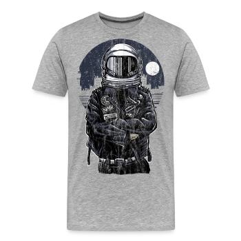 ASTRONAUT REBELL - Lustiges Astronauten Geschenk - Männer Premium Bio T-Shirt - Grau meliert - Vorne - Damien (186cm)