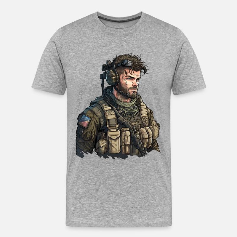 Special Forces Geschenk - Männer Premium Bio T-Shirt - Grau meliert