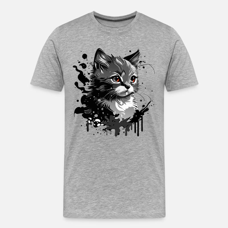 kleines Kätzchen, junge Katze - Männer Premium Bio T-Shirt - Grau meliert