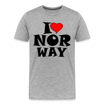 Norvège - J'aime la Norvège - J'aime la Norvège - T-shirt bio Premium Homme - gris chiné - Devant - Damien (186cm)