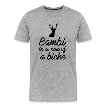Bambi is a son of a doe - Men's Premium Organic T-Shirt - heather grey - Front - Damien (186cm)
