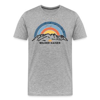 Wilder Kaiser Kitzbühel Kufstein St Johann Wandern - Männer Premium Bio T-Shirt - Grau meliert - Vorne - Damien (186cm)