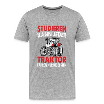 Traktor Motiv mit lustigem Spruch Herren Geschenk - Männer Premium Bio T-Shirt - Grau meliert - Vorne - Damien (186cm)