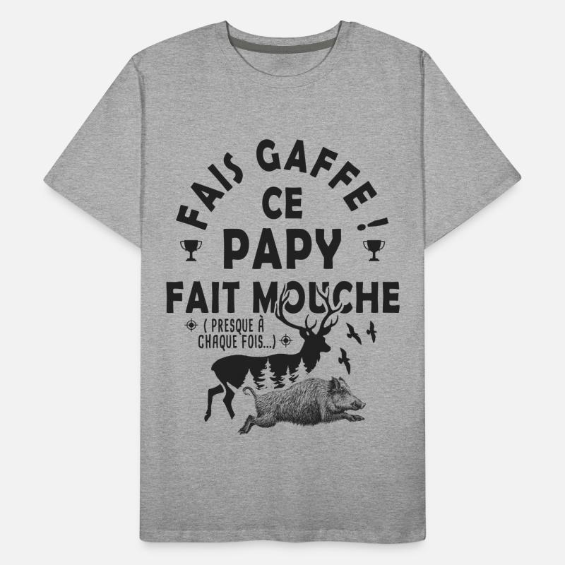 Chasse chasser papy fais mouche papi chasseur T-shirt bio Premium Homme