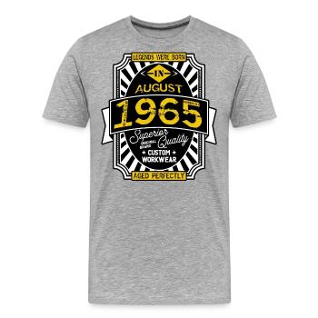 1965 AUGUST - Men's Premium Organic T-Shirt - heather grey - Front - Damien (186cm)