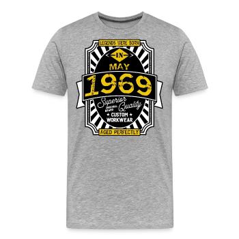 1969 MAY - Men's Premium Organic T-Shirt - heather grey - Front - Damien (186cm)