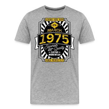 1975 MÄRZ - Männer Premium Bio T-Shirt - Grau meliert - Vorne - Damien (186cm)