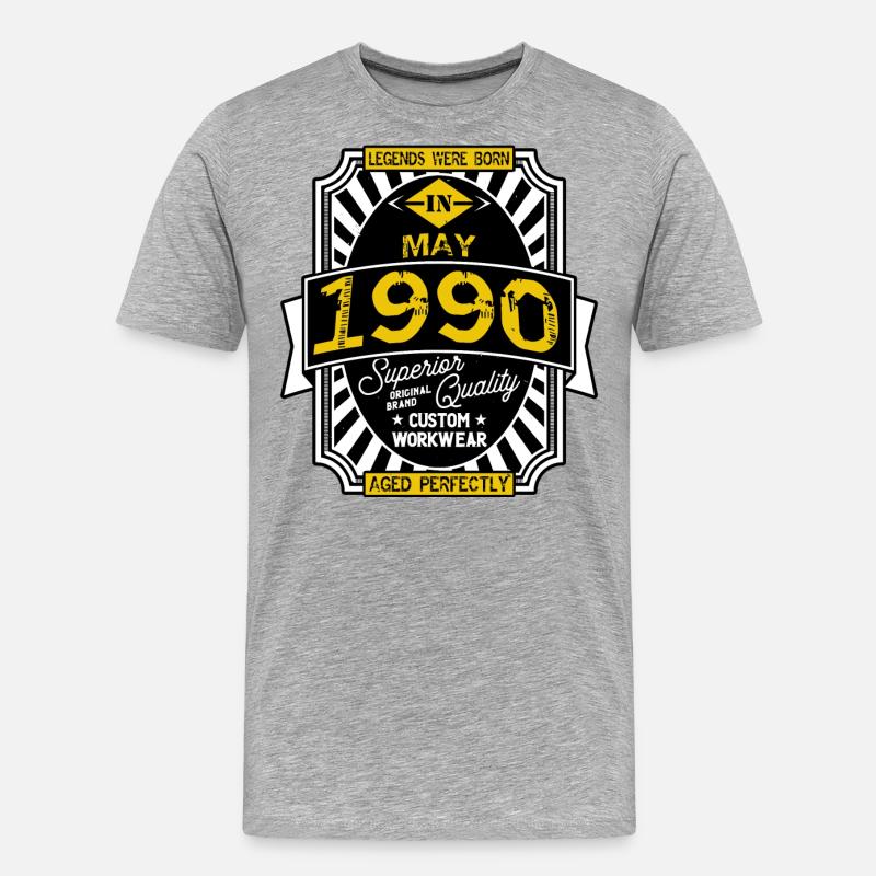 MAI 1990 - Männer Premium Bio T-Shirt - Grau meliert