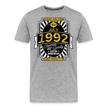 1992 JULY - Men's Premium Organic T-Shirt - heather grey - Front - Damien (186cm)