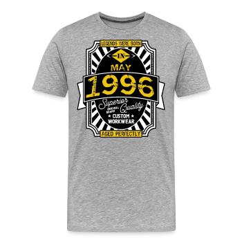 1996 MAY - Men's Premium Organic T-Shirt - heather grey - Front - Damien (186cm)