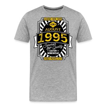 1995 AUGUST - Men's Premium Organic T-Shirt - heather grey - Front - Damien (186cm)