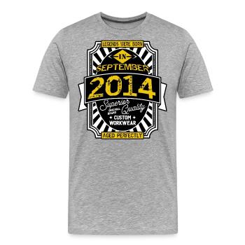 SEPTEMBER 2014 - Männer Premium Bio T-Shirt - Grau meliert - Vorne - Damien (186cm)
