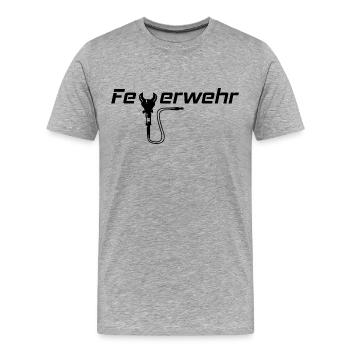 Feuerwehrschriftzug mit Schere - Männer Premium Bio T-Shirt - Grau meliert - Vorne - Damien (186cm)