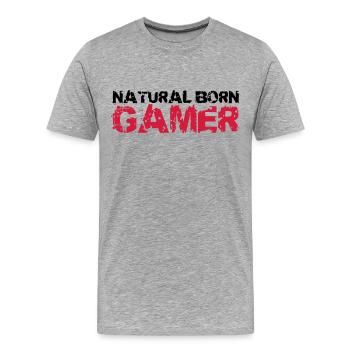 Naturel né Gamer - T-shirt bio Premium Homme - gris chiné - Devant - Damien (186cm)