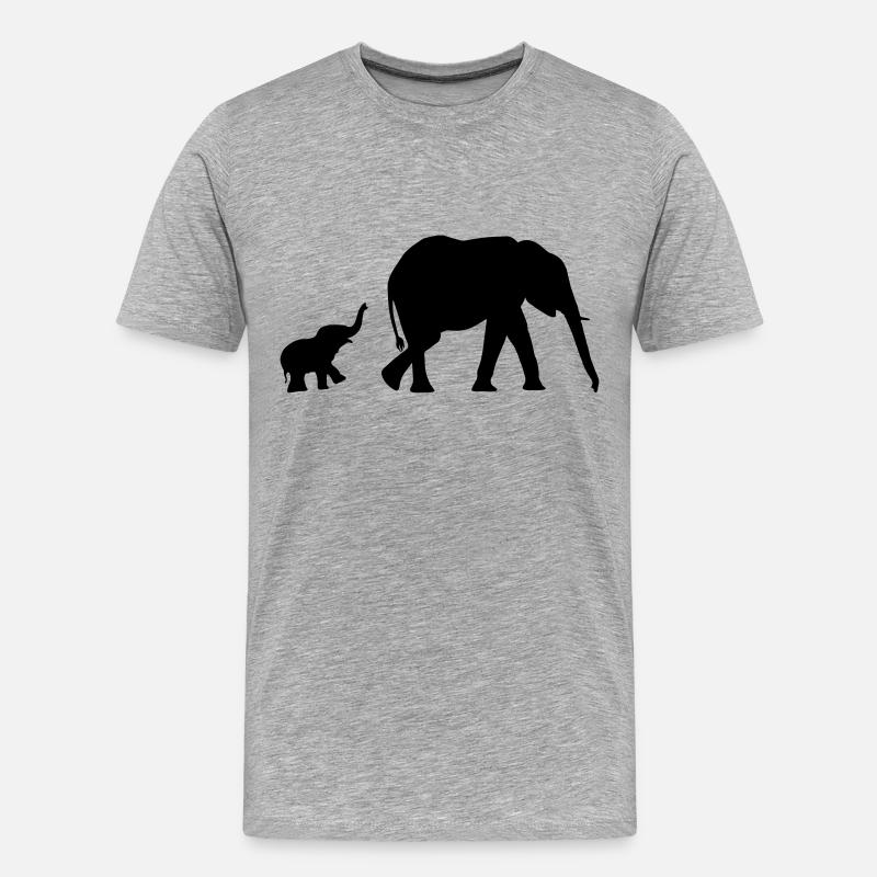 Elephant Illustration - Männer Premium Bio T-Shirt - Grau meliert