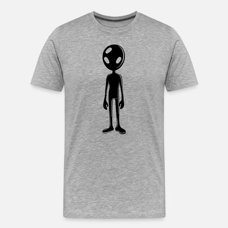 Alien Außerirdischer - Männer Premium Bio T-Shirt - Grau meliert