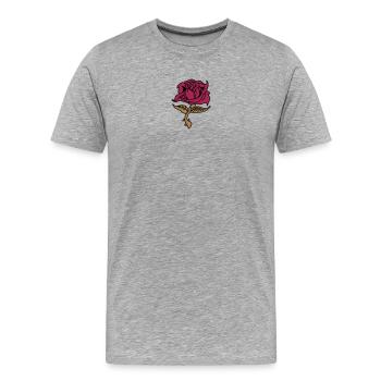 Rose (fleur) - T-shirt bio Premium Homme - gris chiné - Devant - Damien (186cm)