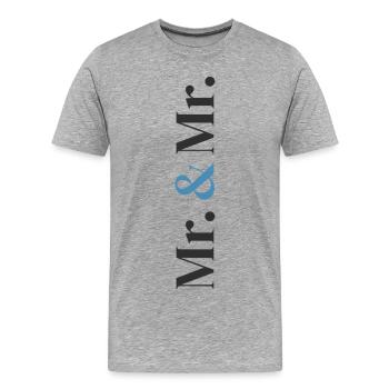 Mr. and Mr. Wedding Design in Vertical Type Stack  - Men's Premium Organic T-Shirt - heather grey - Front - Damien (186cm)