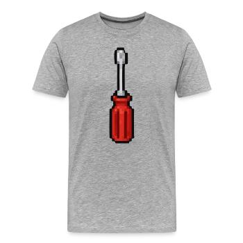Tournevis Pixel Rouge - T-shirt bio Premium Homme - gris chiné - Devant - Damien (186cm)