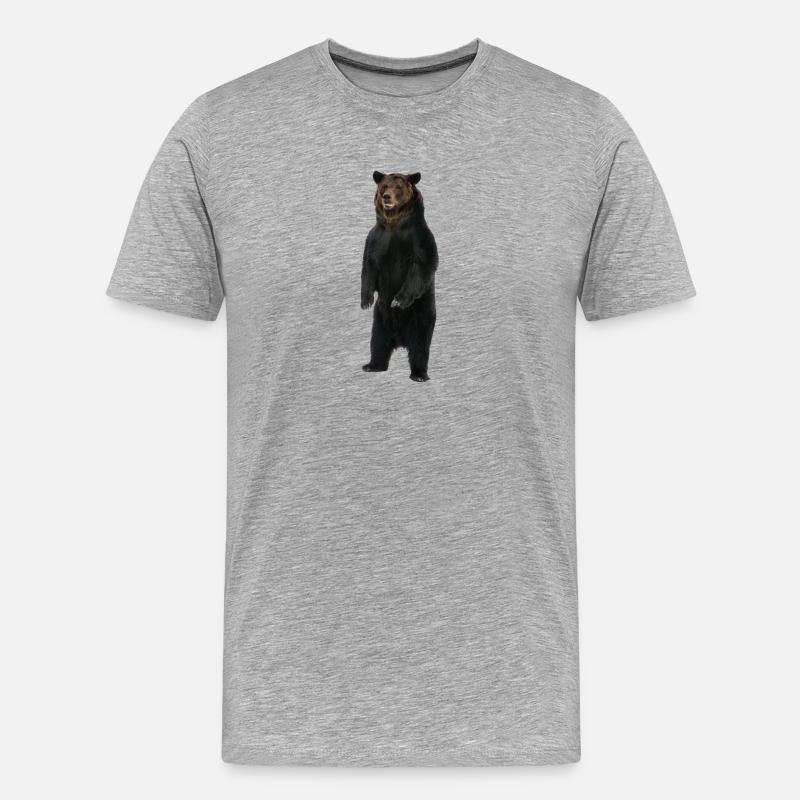 Stehender Bär - Männer Premium Bio T-Shirt - Grau meliert