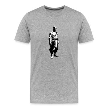 Shaolin Monk - Martial Arts Sticker - Men's Premium Organic T-Shirt - heather grey - Front - Damien (186cm)