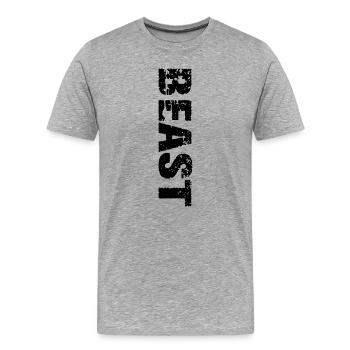 BEAST – Stärke und Selbstbewusstsein pur - Männer Premium Bio T-Shirt - Grau meliert - Vorne - Damien (186cm)